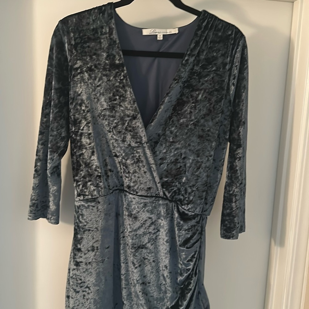 Lovers + Friends Dark Blue Velvet Dress